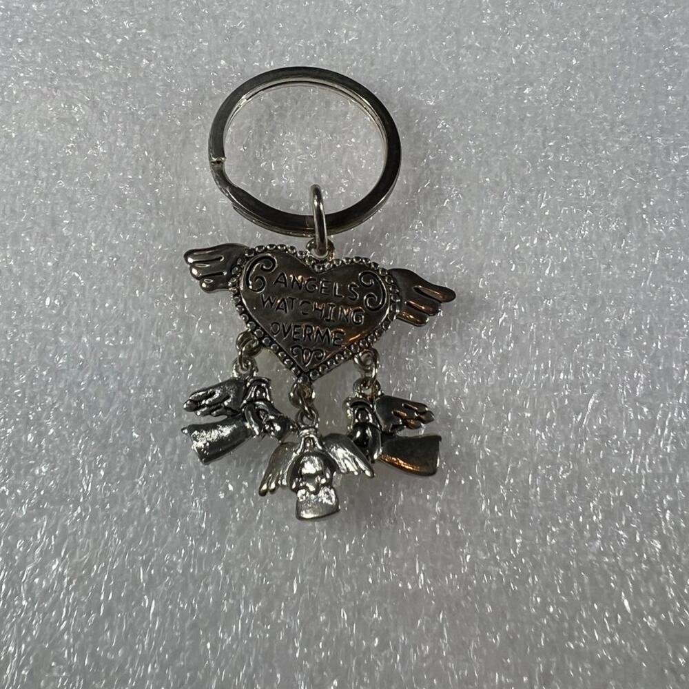 Deadstock Silver Tone Angels Spiritual Guardian Angels Watching Over Me Keychain - Picture 7 of 12